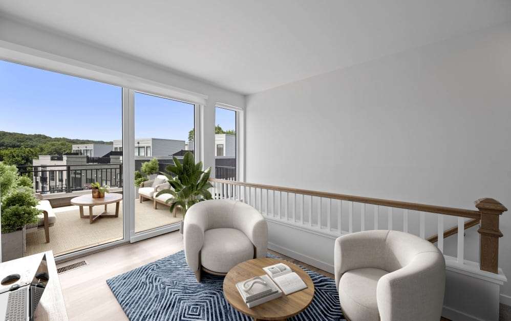 Versatile upper loft space in a Wilton CT spacious apartment ideal for a home office or flex room